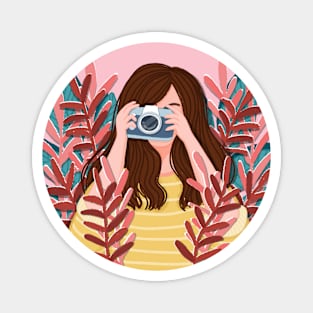 girl with camera photography Magnet